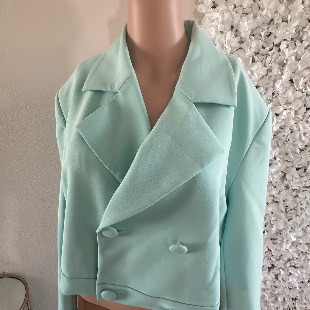 Naked cropped boxy blazer in light blue - part of a set